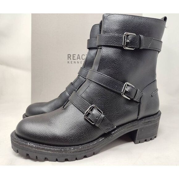REACTION BY KENNETH COLE TATE BIKER JEWEL BLACK  BOOT NIB 8.5 - Picture 1 of 15